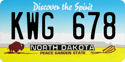 ND license plate KWG678