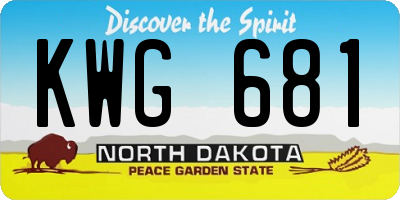 ND license plate KWG681