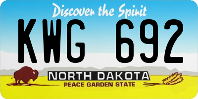 ND license plate KWG692