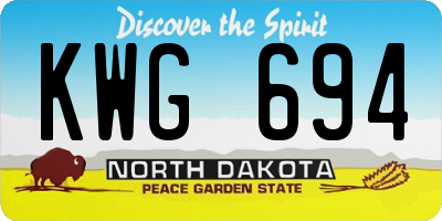 ND license plate KWG694