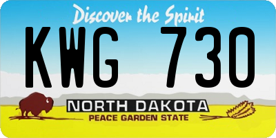 ND license plate KWG730