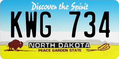 ND license plate KWG734