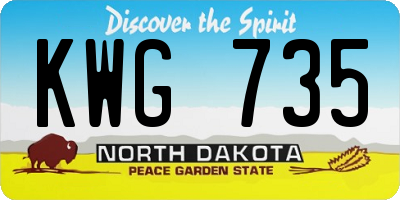 ND license plate KWG735