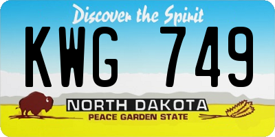 ND license plate KWG749