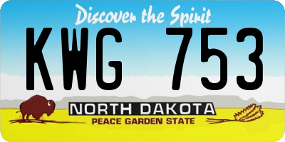 ND license plate KWG753