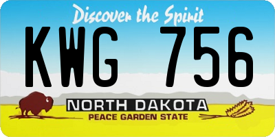 ND license plate KWG756