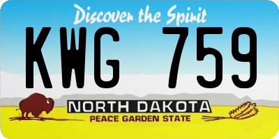 ND license plate KWG759