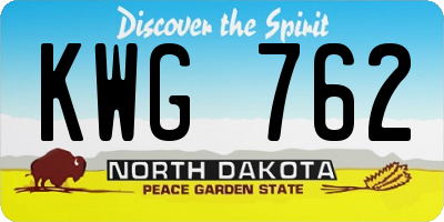 ND license plate KWG762