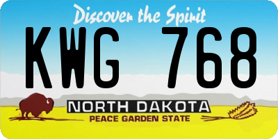 ND license plate KWG768