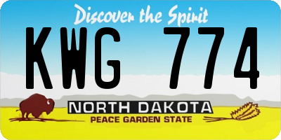ND license plate KWG774