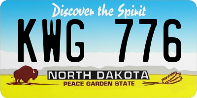 ND license plate KWG776