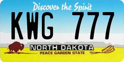 ND license plate KWG777