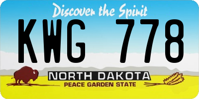 ND license plate KWG778