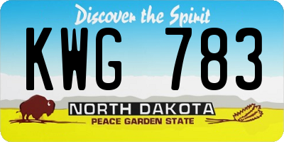ND license plate KWG783