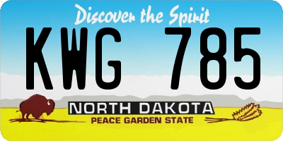 ND license plate KWG785