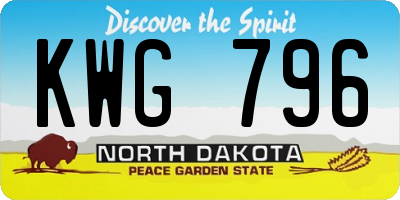 ND license plate KWG796