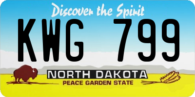 ND license plate KWG799