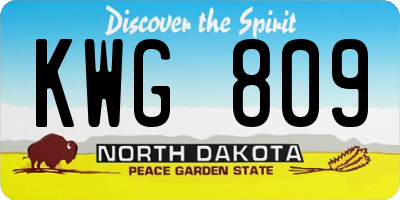 ND license plate KWG809