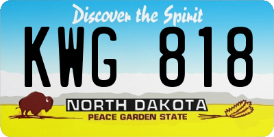 ND license plate KWG818