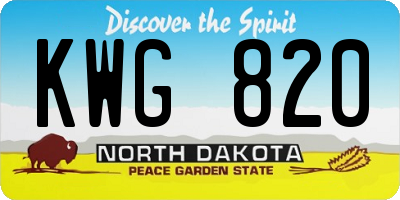 ND license plate KWG820