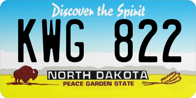 ND license plate KWG822