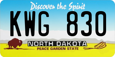 ND license plate KWG830