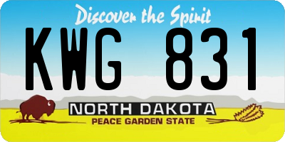ND license plate KWG831