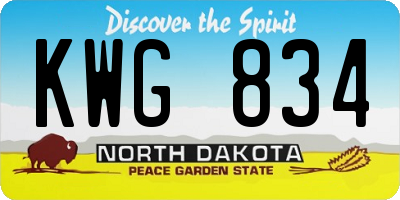 ND license plate KWG834