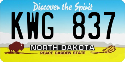 ND license plate KWG837