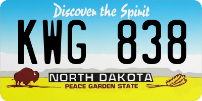 ND license plate KWG838