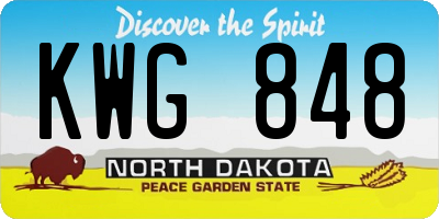 ND license plate KWG848