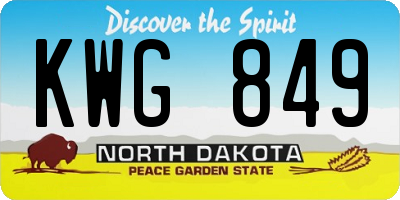 ND license plate KWG849
