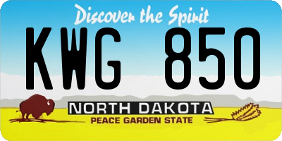 ND license plate KWG850