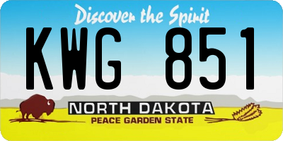 ND license plate KWG851