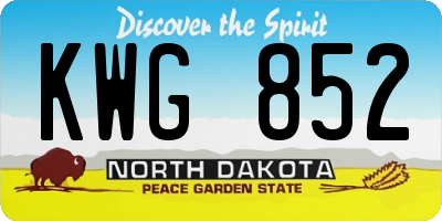 ND license plate KWG852