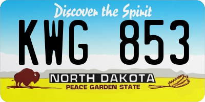ND license plate KWG853