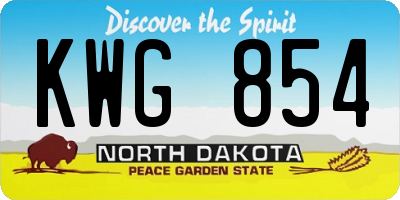 ND license plate KWG854