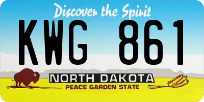 ND license plate KWG861
