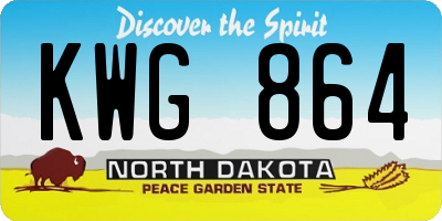 ND license plate KWG864