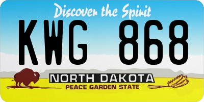 ND license plate KWG868