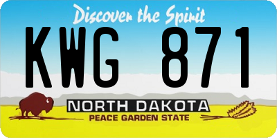 ND license plate KWG871