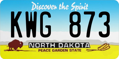 ND license plate KWG873