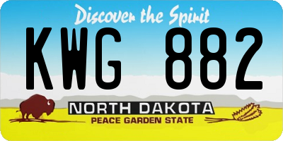 ND license plate KWG882