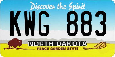 ND license plate KWG883