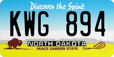 ND license plate KWG894