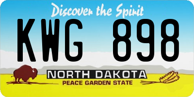 ND license plate KWG898