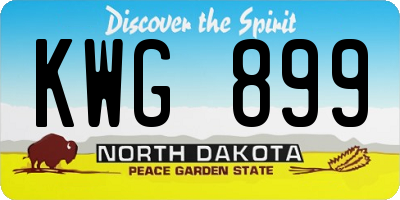 ND license plate KWG899