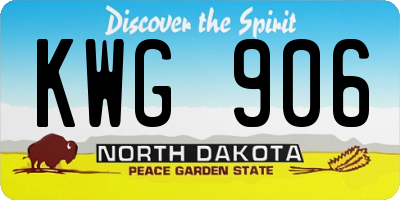 ND license plate KWG906