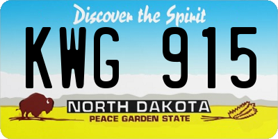 ND license plate KWG915