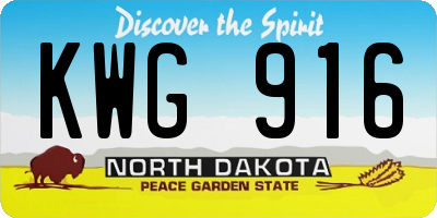 ND license plate KWG916